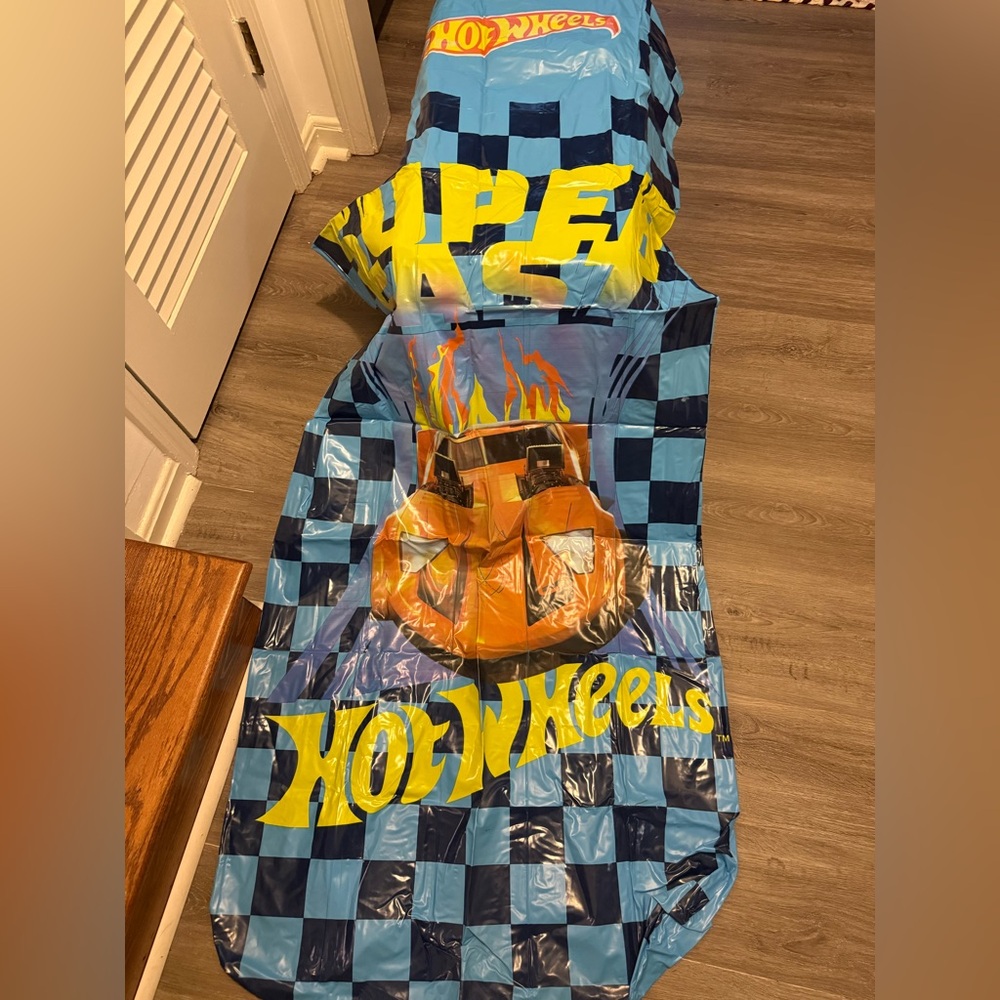 Hot Wheels Inflatable Pool Float - Blue Checkered Race-car Design - NEW